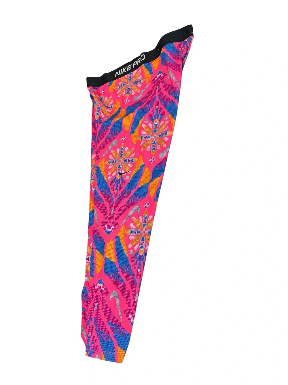 Nike Pro Hyperwarm Pixel Print Leggings Pink Blue Geometric Size Large